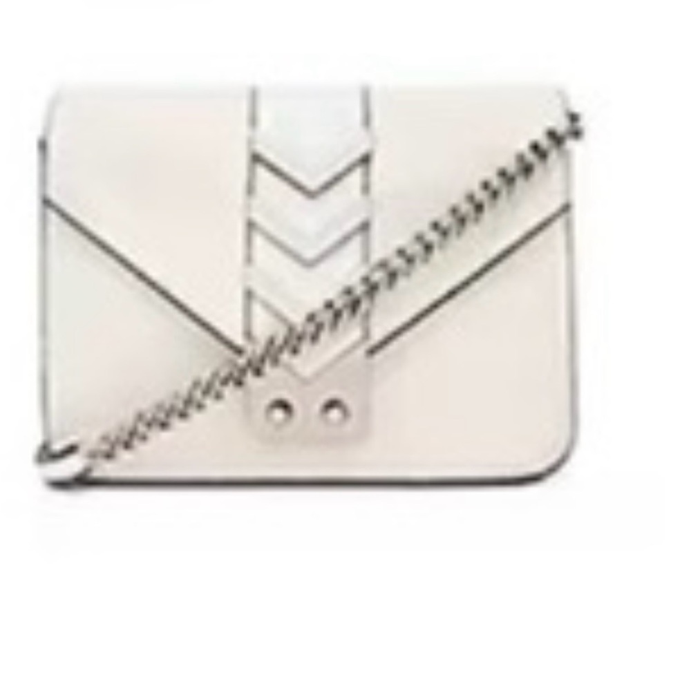 Mackage White leather crossbody Chevron Chain Strap Bag